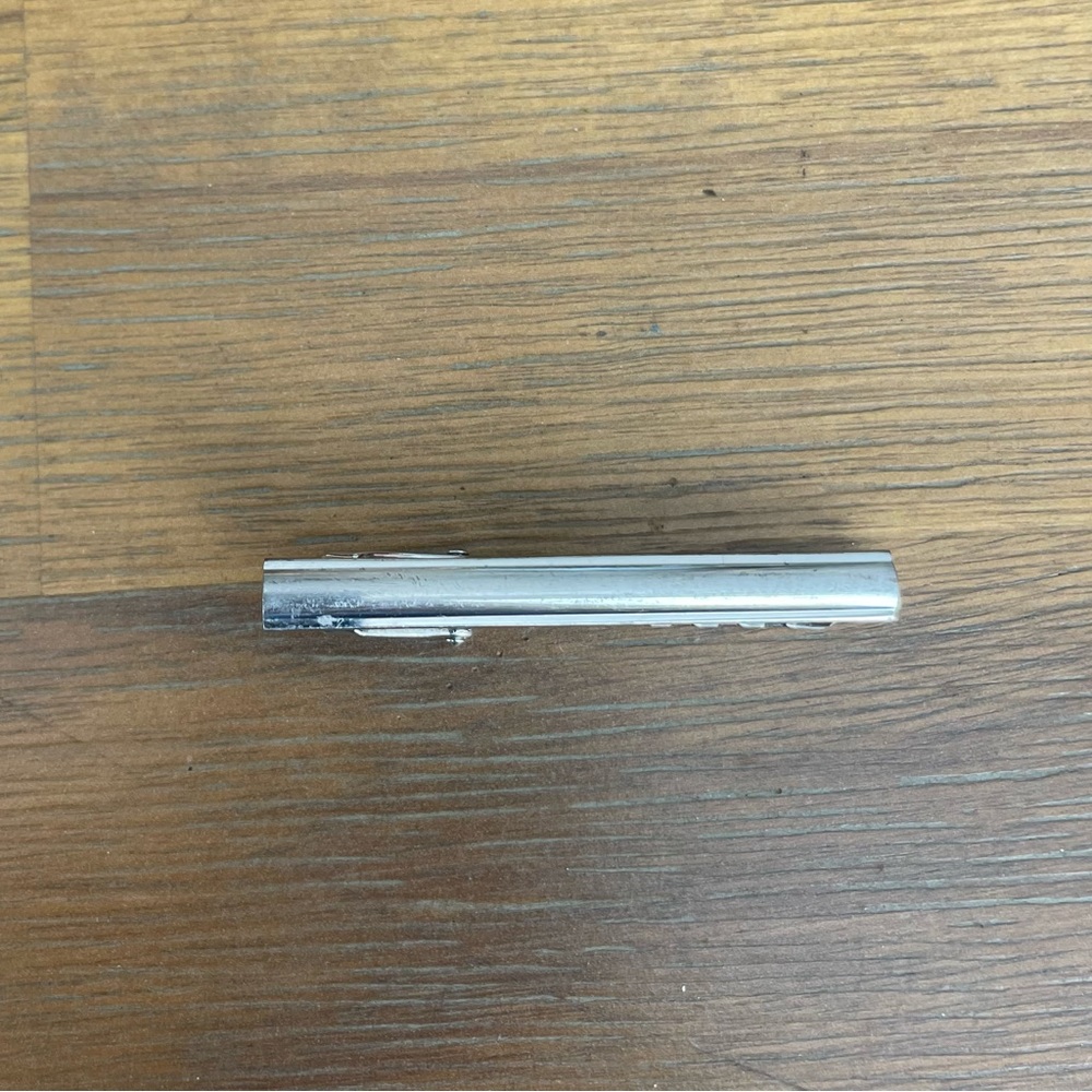 Silver tone Sleek TIE BAR CLIP | Vintage Tie Clip 3" x 1/2" x 1/4"